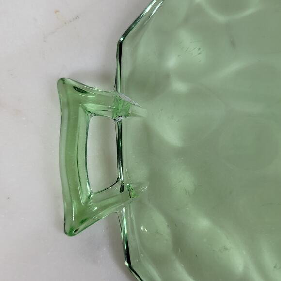 VTG Heisey Octagon Dish 7" Moonbeam Green Candy Bowl Green Trinket Vanity Handle - Picture 6 of 16